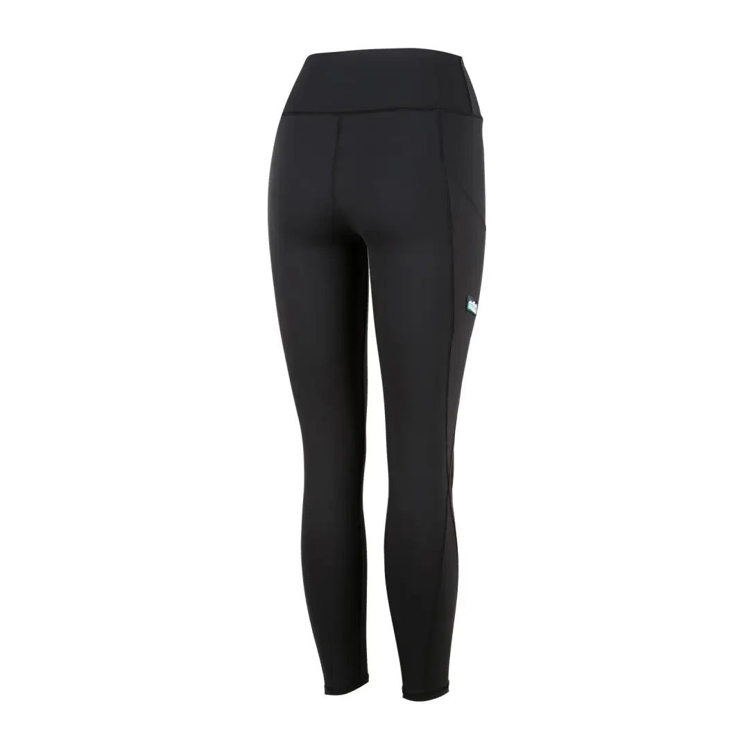 Black Ridgeline Ladies Infinity Leggings with a sleek white logo on the thigh