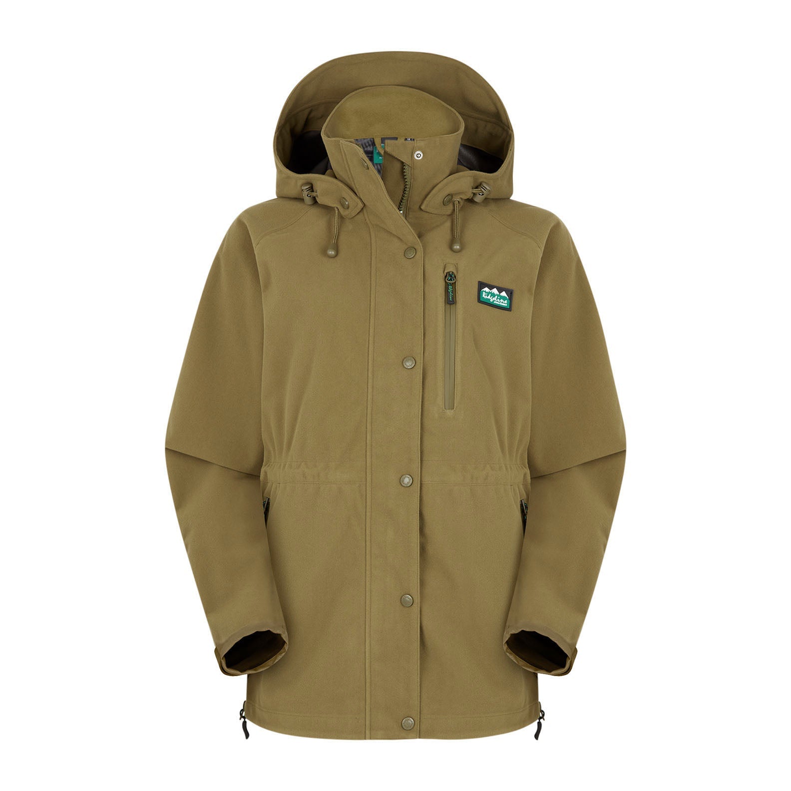 Khaki hooded jacket from Ridgeline’s Monsoon II Classic, offering total waterproof style