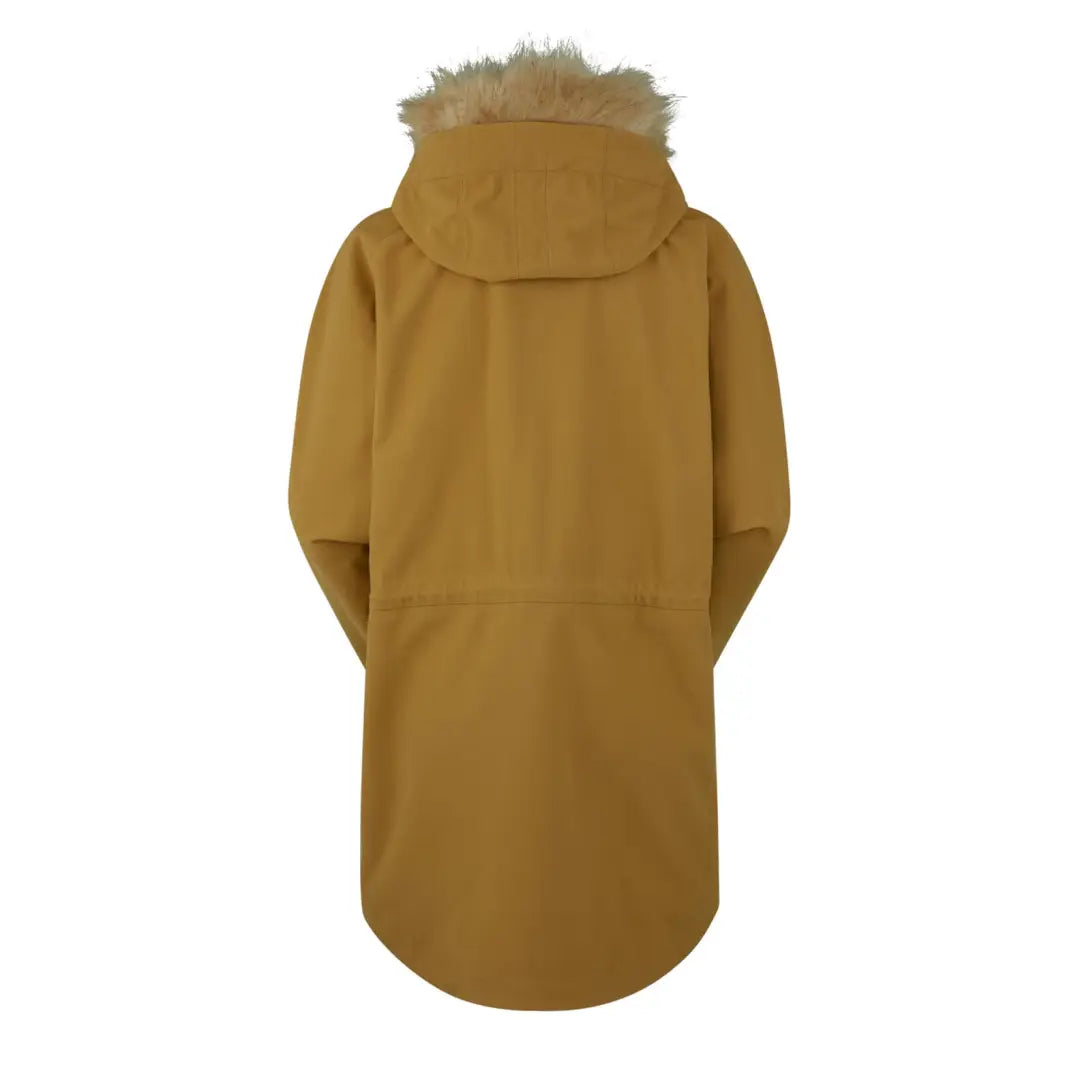 Mustard yellow winter coat with fur hood from Ridgeline Monsoon Nordic Smock