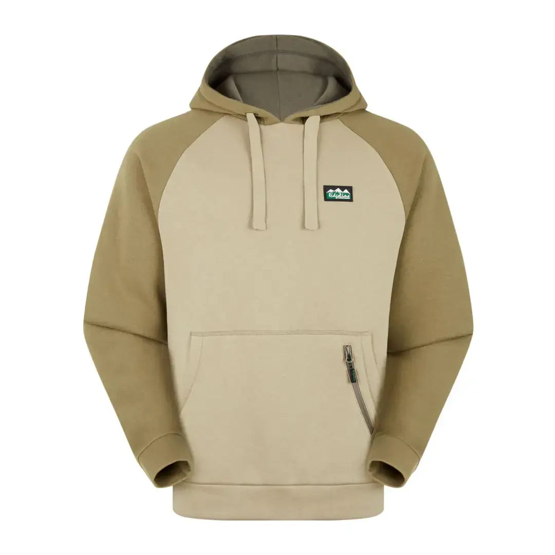 Beige and tan Ridgeline Ladies North Island Hoodie with logo patch and front pocket