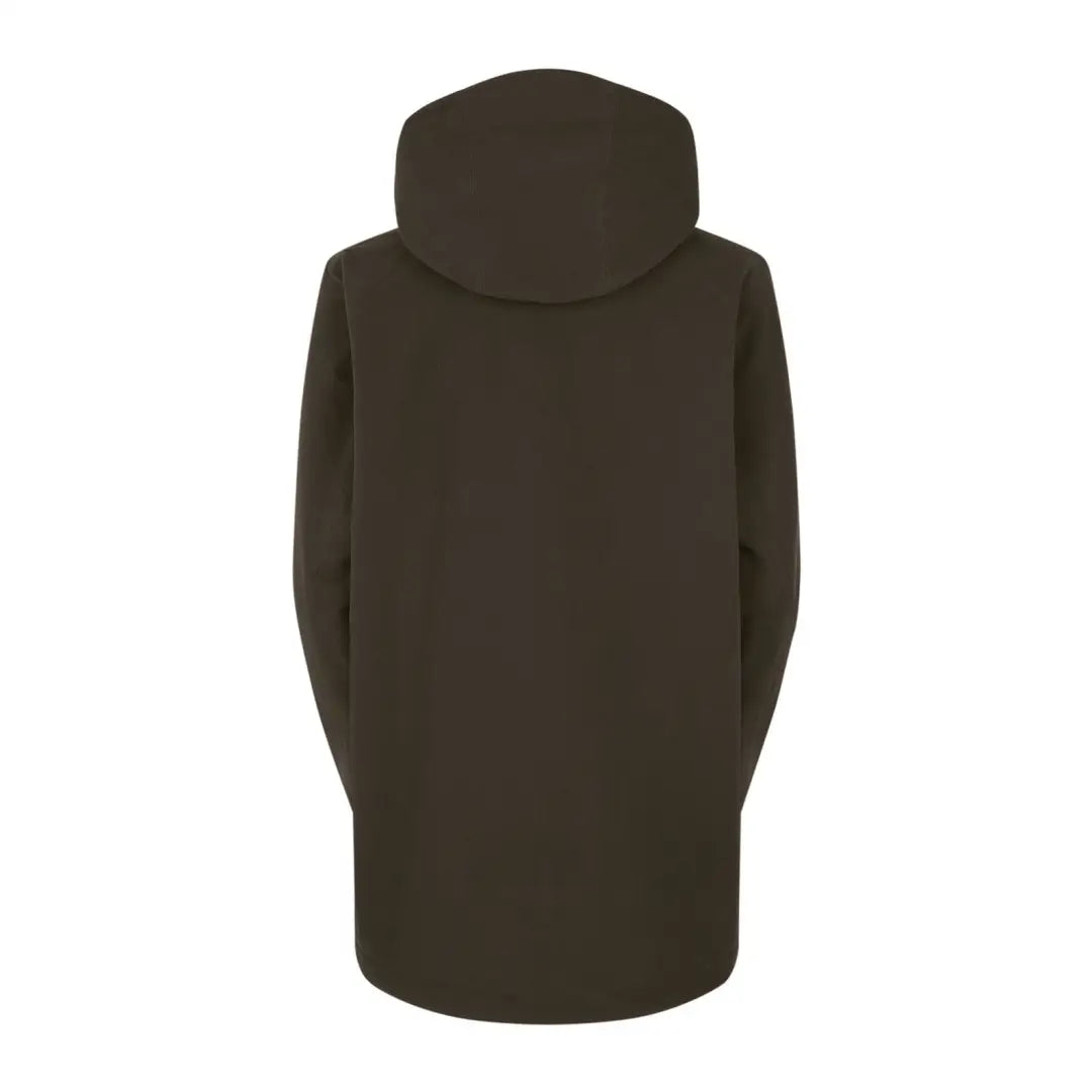 Dark brown hooded Ridgeline Ladies Rhea Jacket seen from the back for stylish outerwear