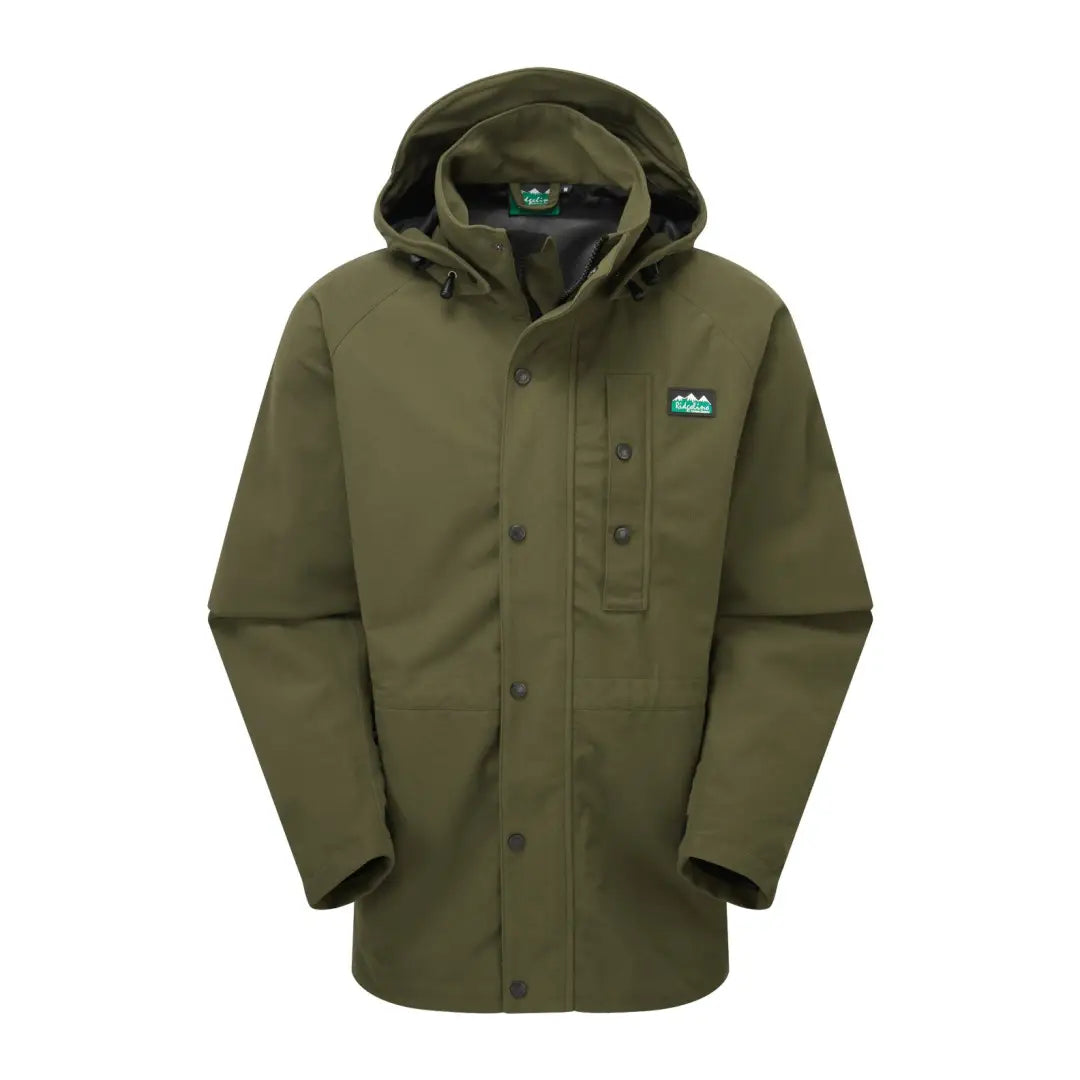 Olive green Ridgeline Monsoon Classic Waterproof Jacket with a logo on the chest