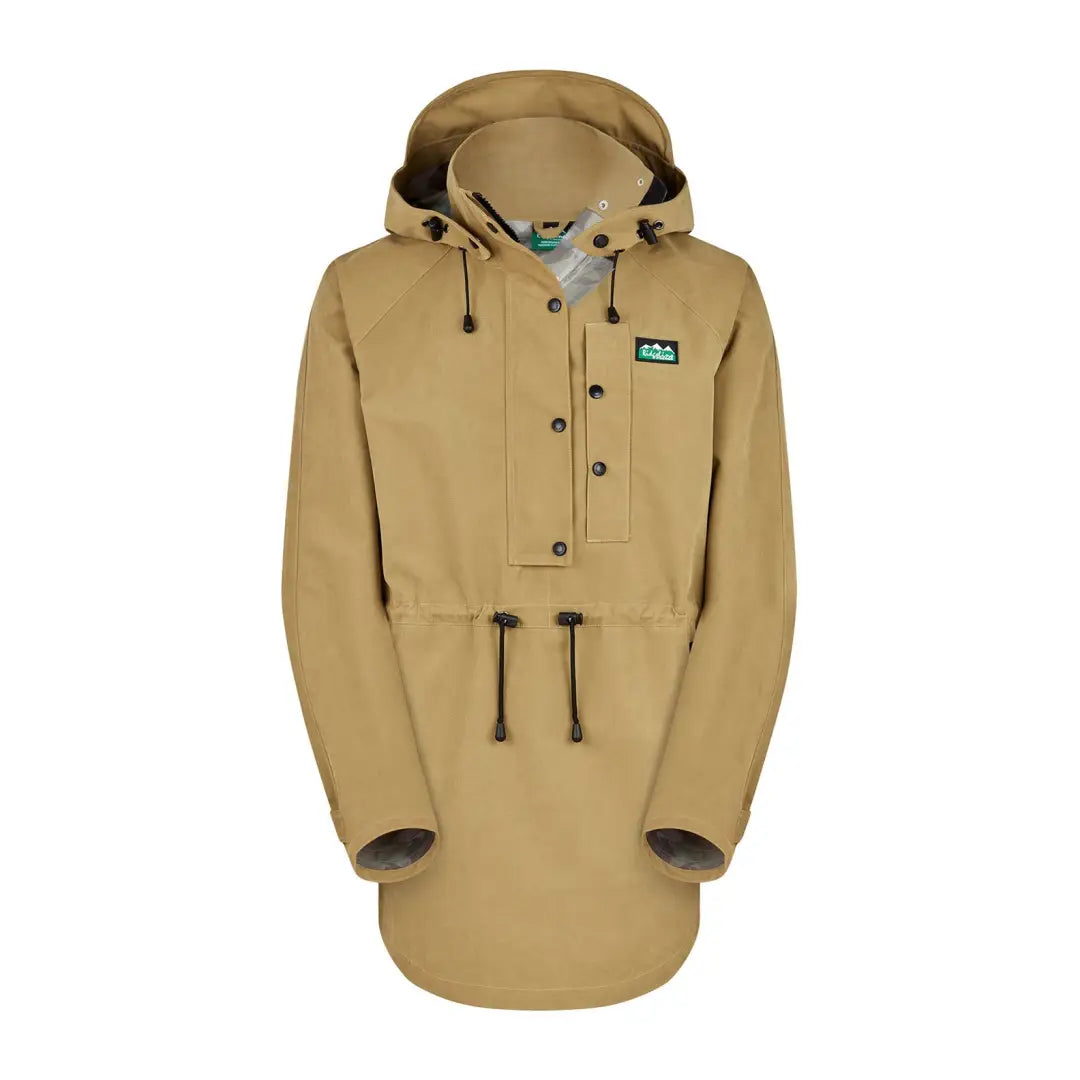 Tan Hooded Anorak Jacket with Buttons and Drawstrings from Monsoon Nunatak Smock