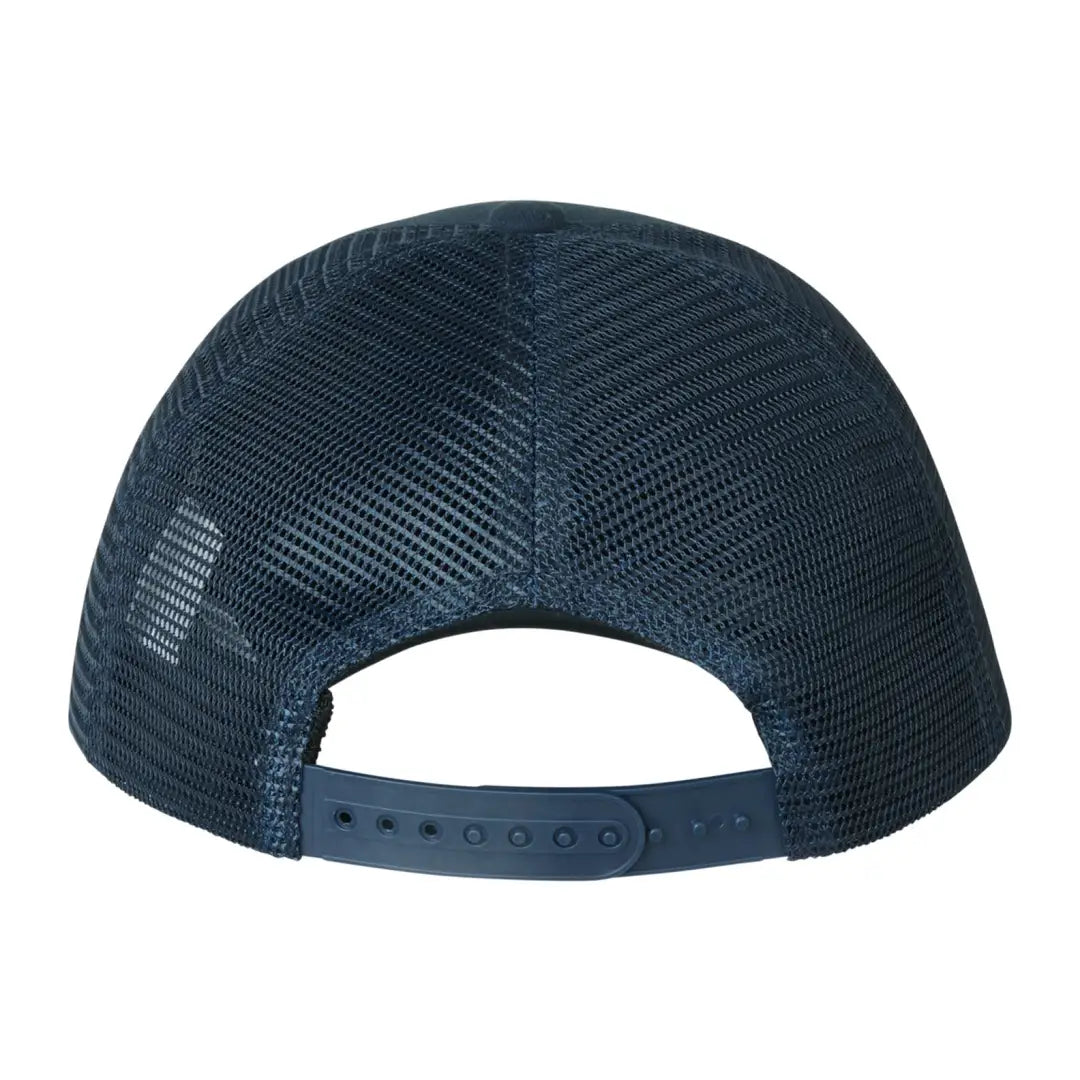 Navy blue mesh trucker cap with snapback closure from Ridgeline Monsoon Truckers