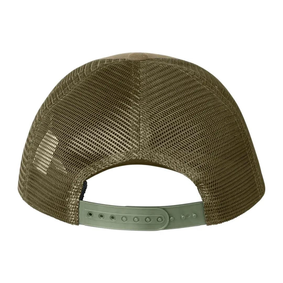 Olive green Ridgeline Monsoon Trucker Cap with mesh back and snapback closure