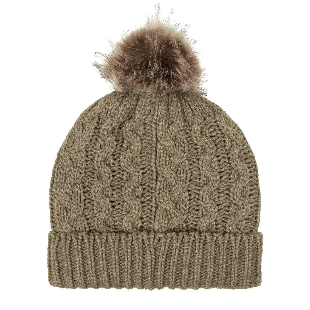 Cozy Nordic Fleck Bobble Hat with furry pom-pom, perfect for chilly days