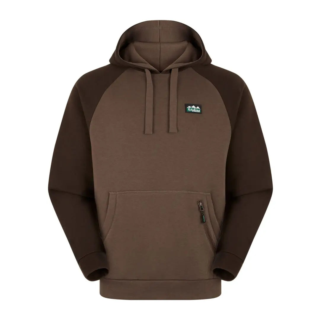 Brown Hooded Sweatshirt with Logo Patch - Ridgeline North Island Hoodie for Cozy Vibes