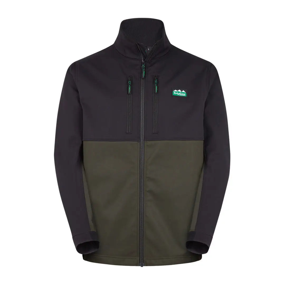 Two-tone durable softshell jacket in black and olive green, Ridgeline Ranger Jacket