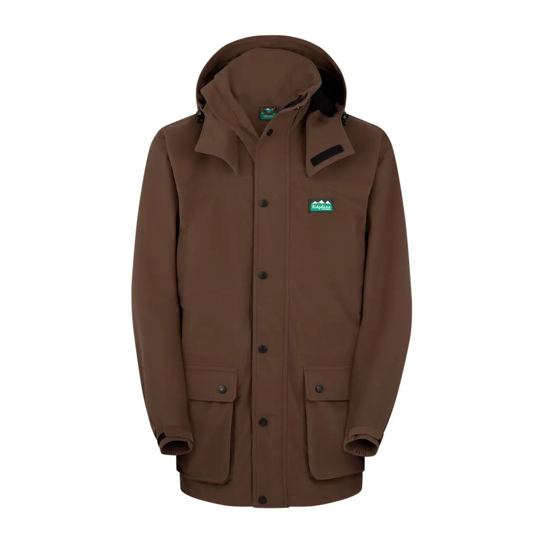 Brown Hooded Ridgeline Torrent Euro III Waterproof Jacket with Snap Buttons and Pockets