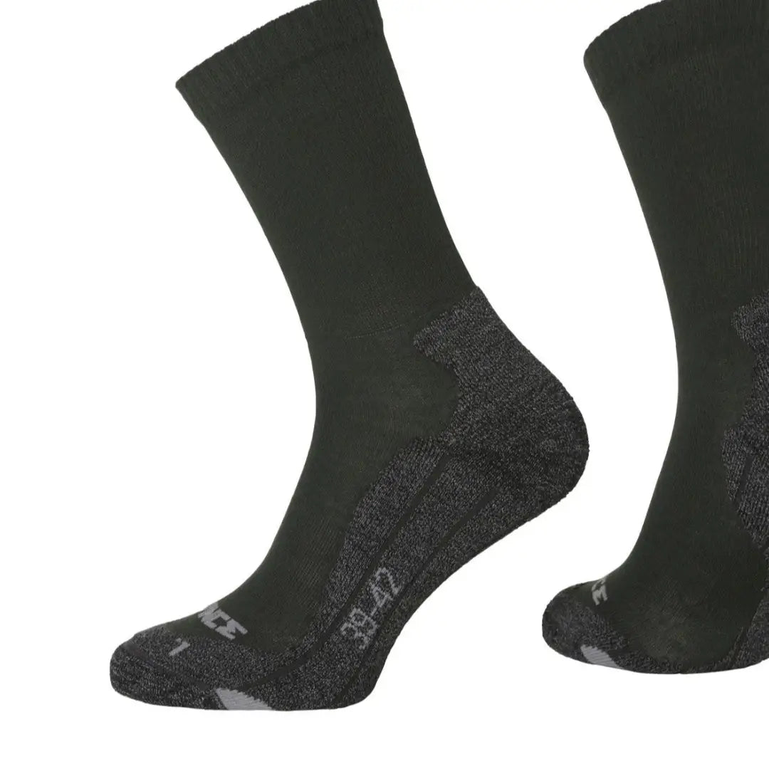 Dark green Rovince Shield Comfort Socks with reinforced gray heel and toe for durability