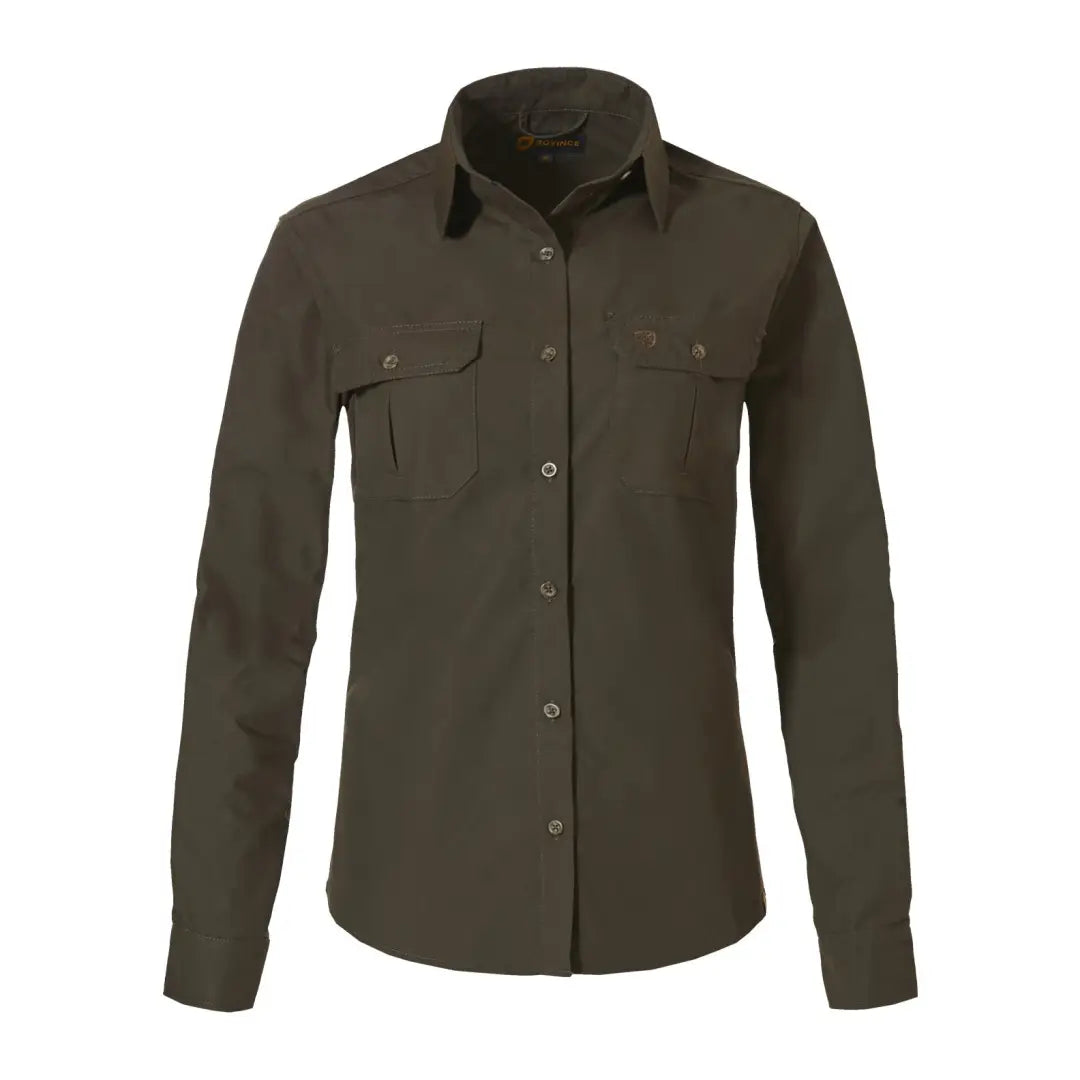 Dark olive green Rovince Womens Ergoline Shirt with two pockets and anti-tick treatment