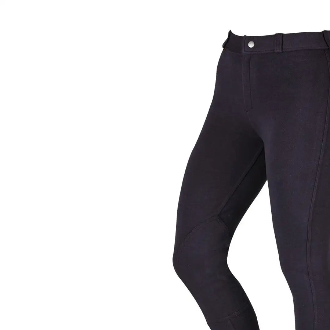 Saxon Warm Up Cotton Jodhpurs II in sleek black, perfect for equestrian and country clothing