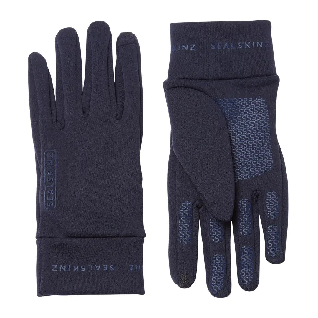 Black Sealskinz Acle Nano Fleece Gloves perfect for cold weather workouts with grip patterns