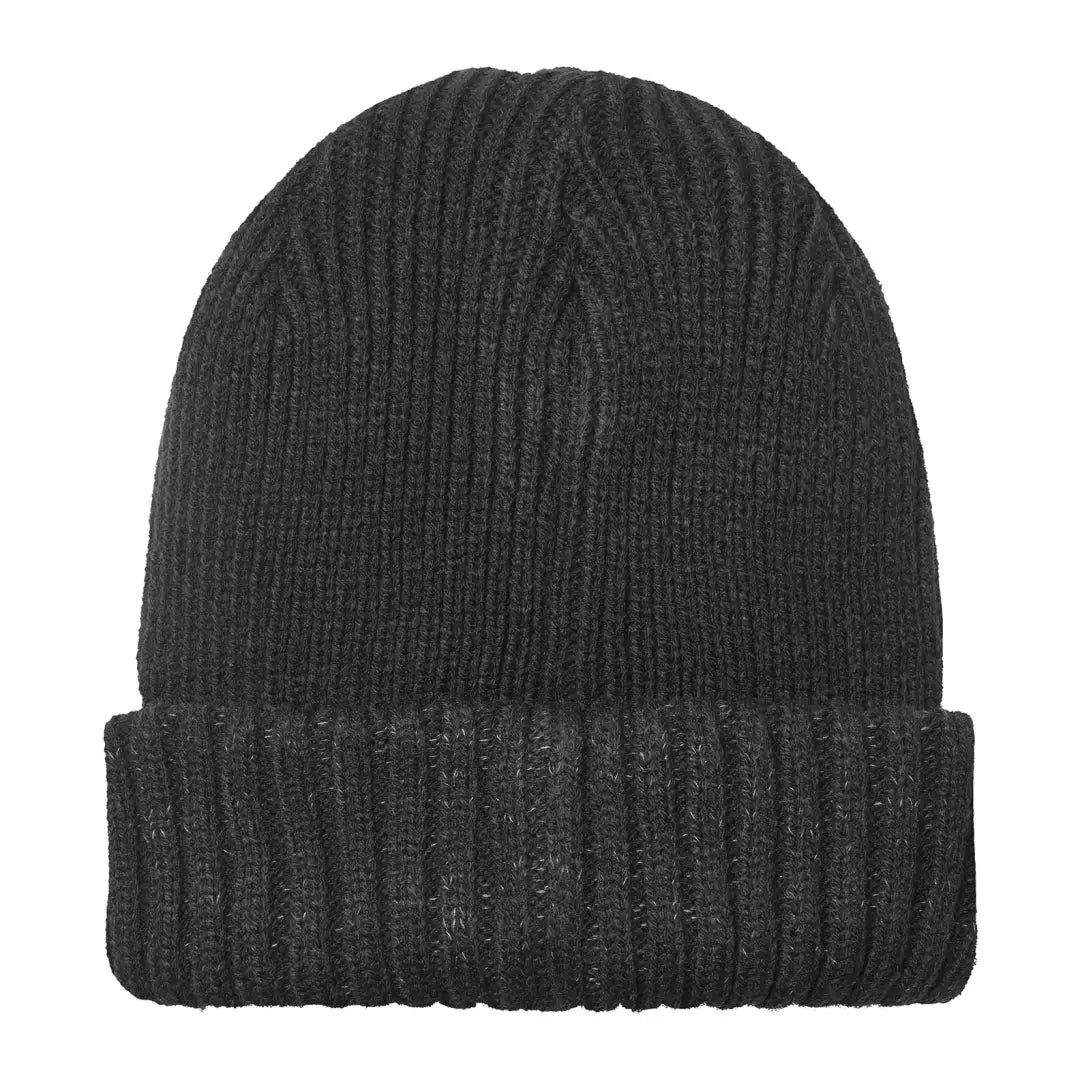 Black knit Bacton Hat with ribbed texture perfect for cold weather adventures