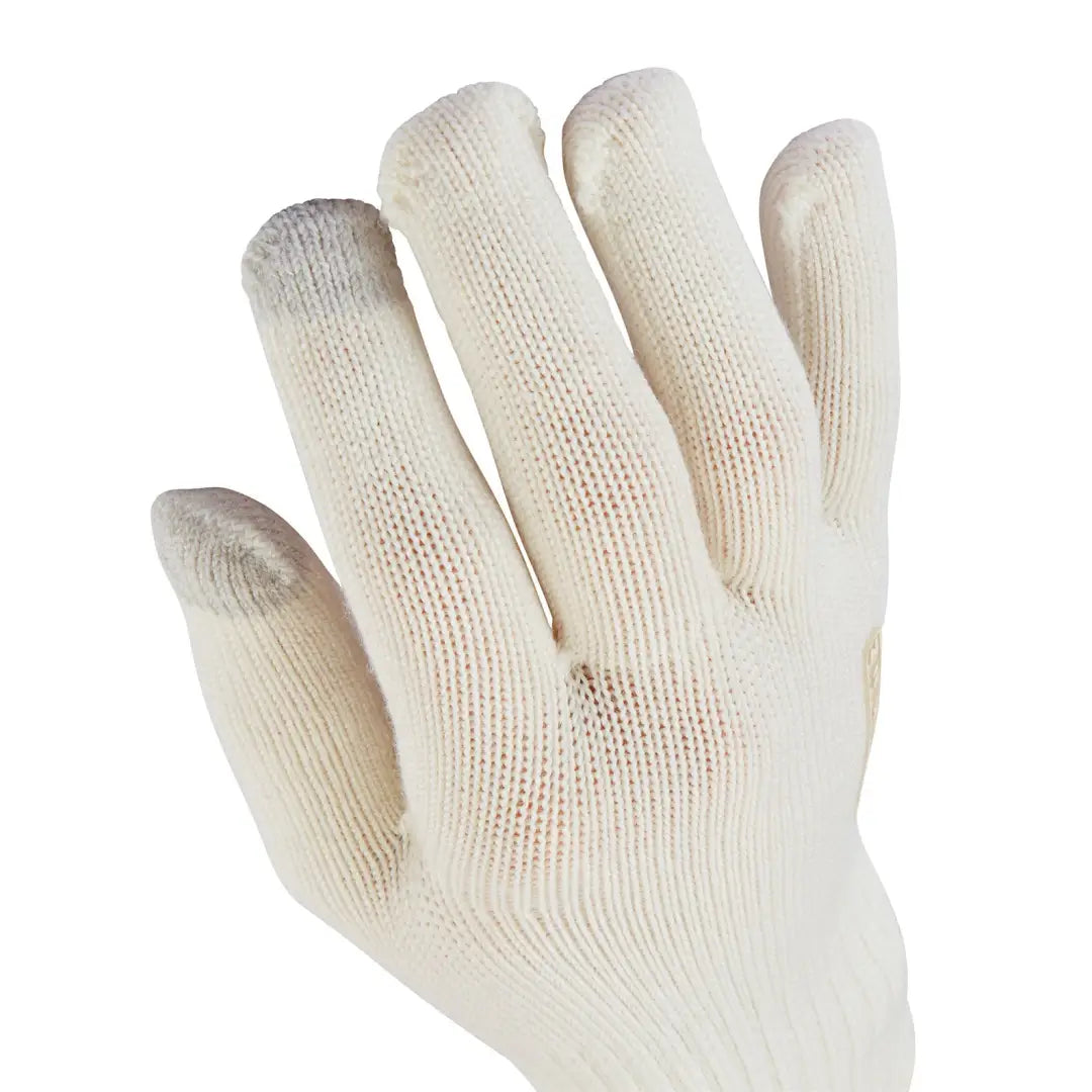 White knitted cotton work glove for outdoor adventures, perfect for country clothing and hunting