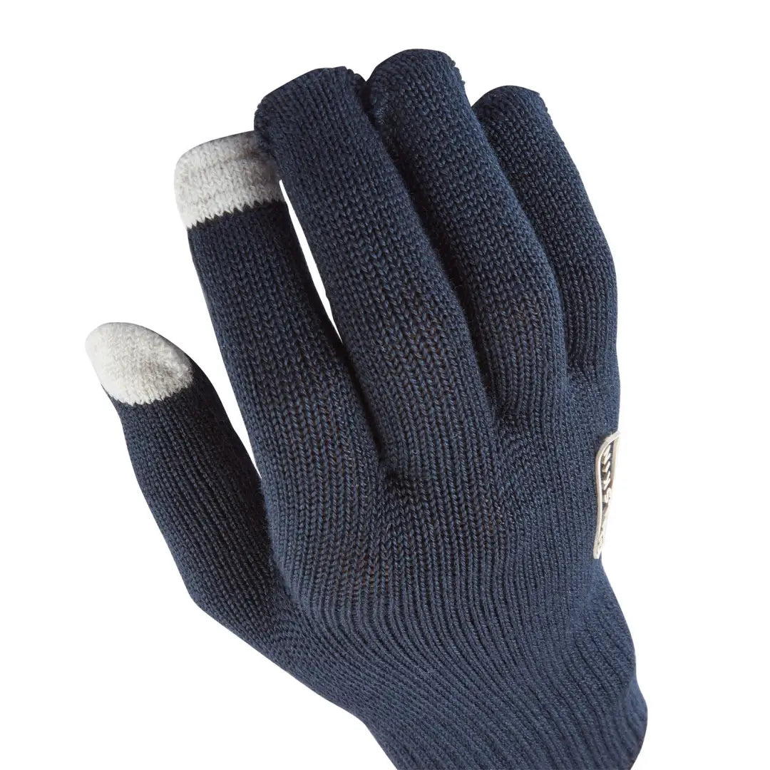 Navy blue Sealskinz Hanworth Merino Fleece Glove with light gray fingertips