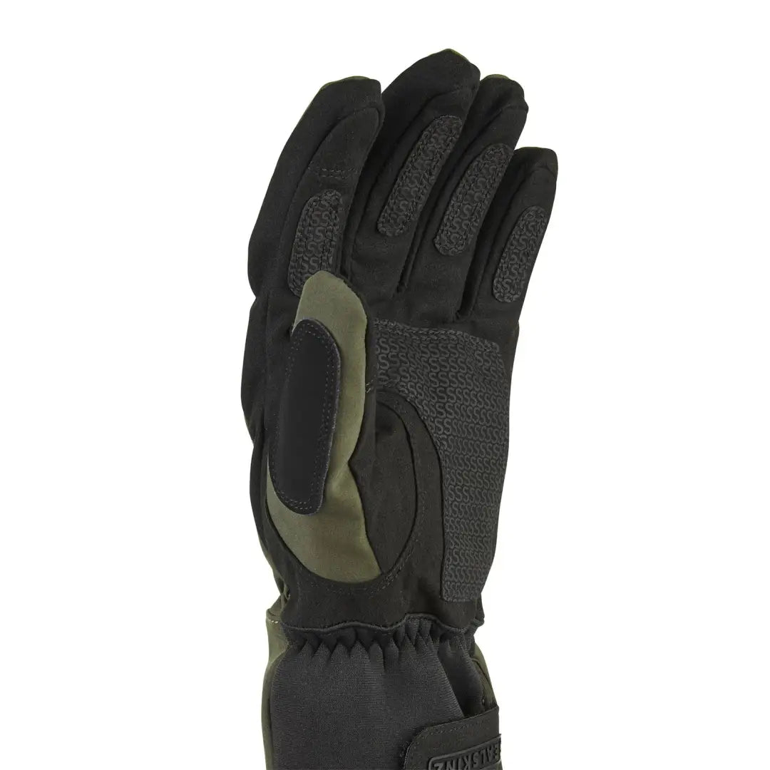 Black and olive green Sealskinz Howe Glove offers fusion control for all weather multi-activity