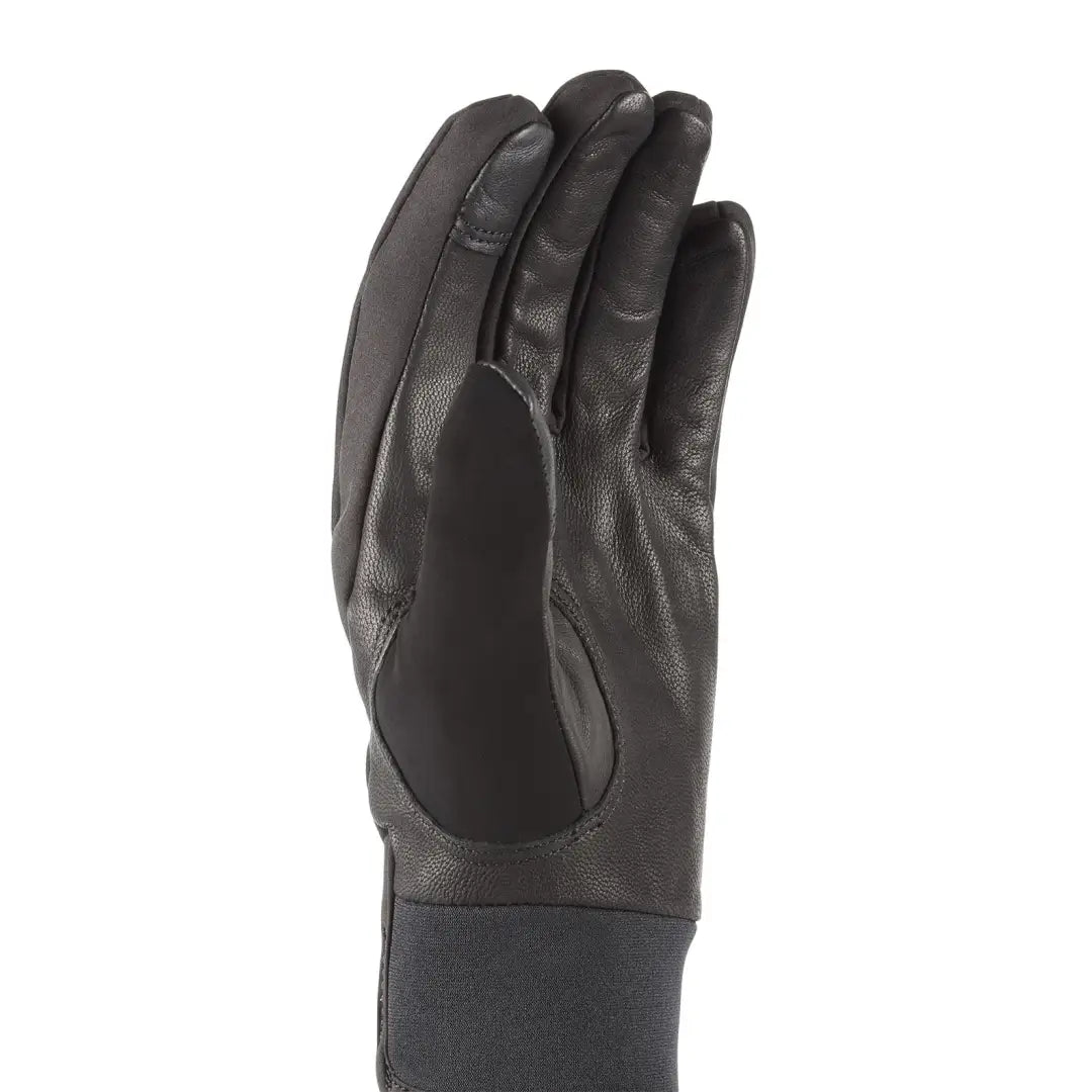 Black leather Sealskinz Kelling Glove with fabric cuff, perfect for country clothing and outdoors