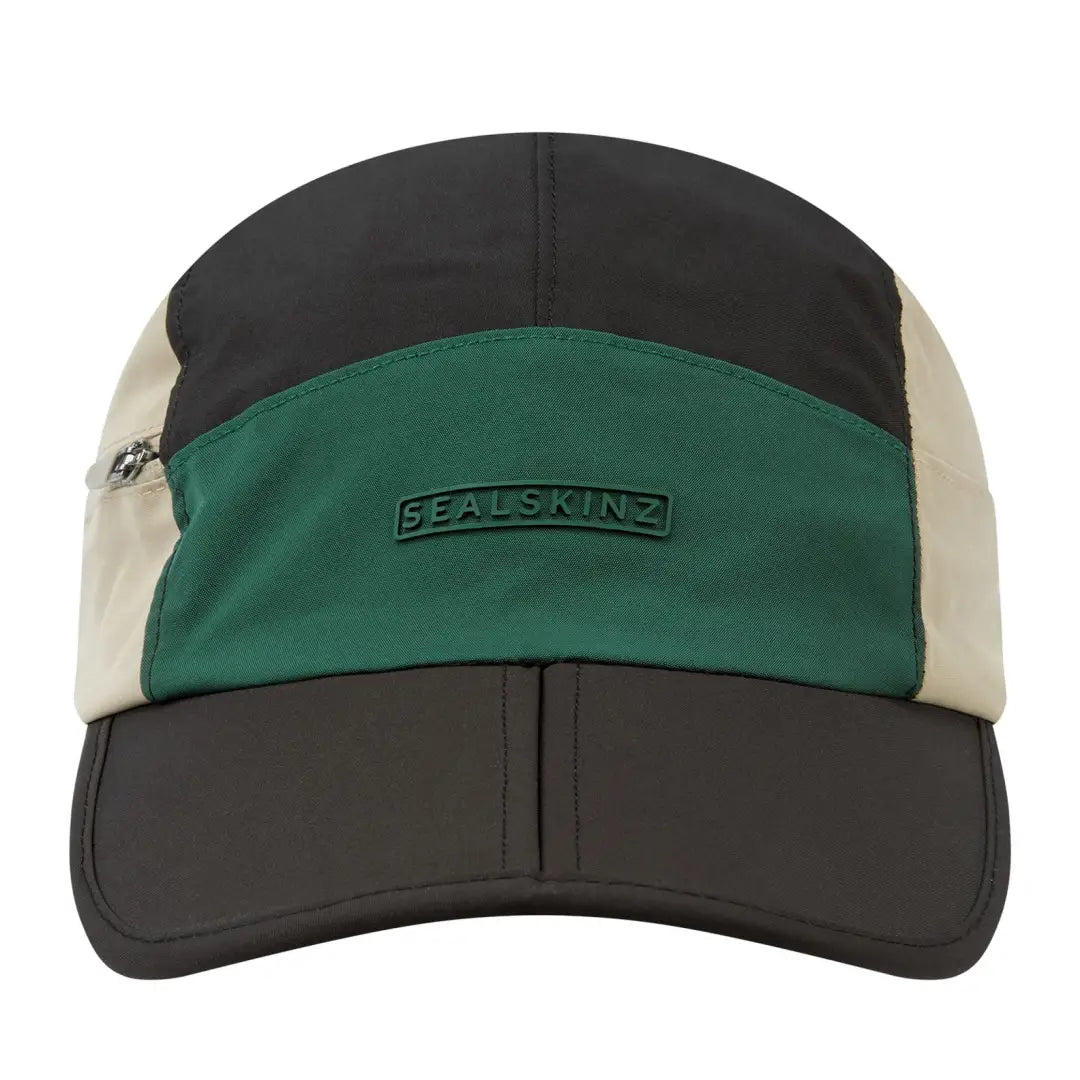 Colorblock sports cap with SealSkinz logo and buckle clip closure for easy wear