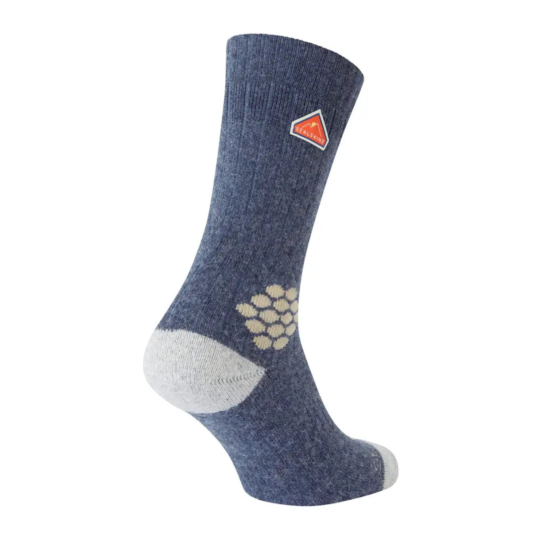 Blue Sealskinz Scarning Sock with honeycomb sole, made from recycled wool for hiking