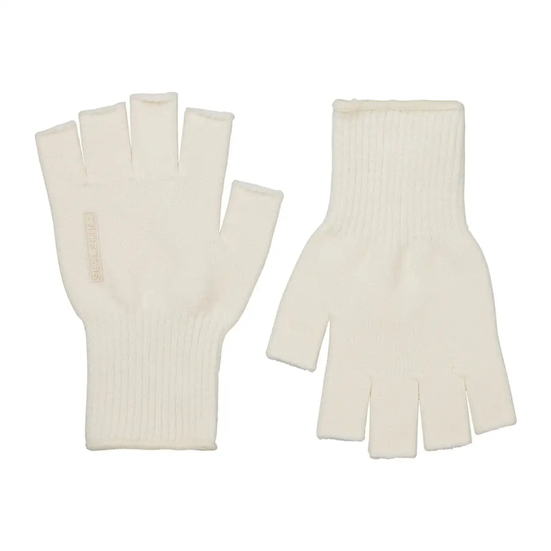 Pair of white Merino fingerless gloves from Sealskinz Thornham Merino Fleece Glove