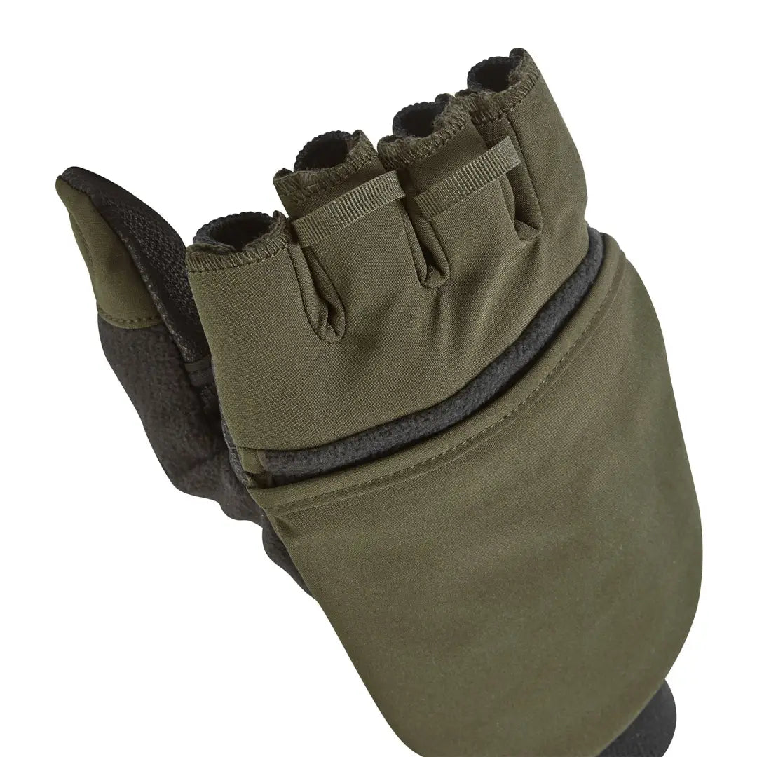 Olive green Sealskinz Walpole Sporting Mitt, lightweight windproof mitt with tactical gloves