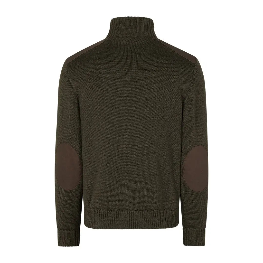 Dark green turtleneck sweater with elbow patches for stylish country clothing outdoors