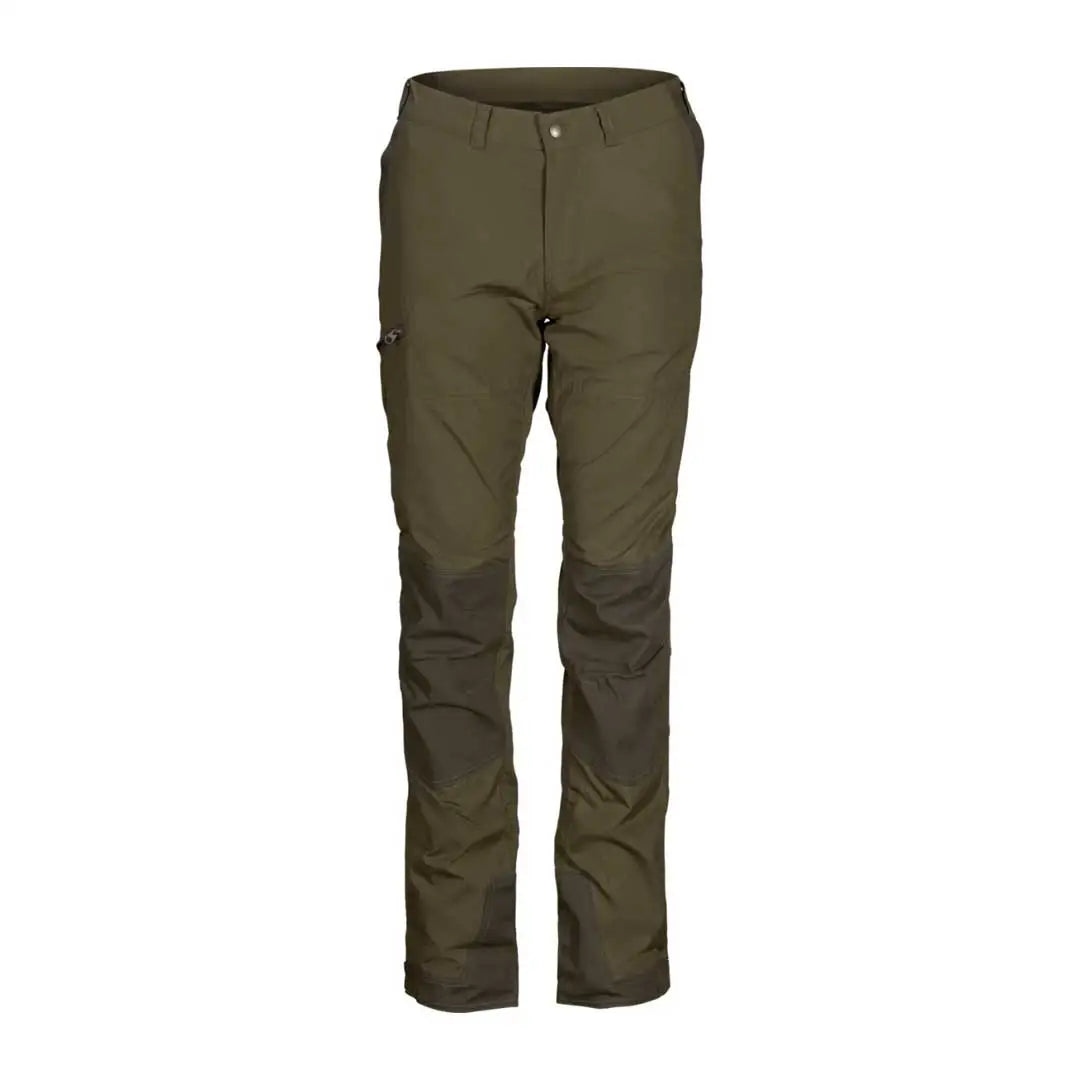 Olive green ladies reinforced shooting trousers with cargo pocket and reinforced knees