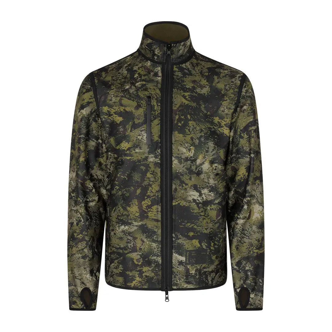 Camouflage patterned Seeland Rogue Reversible Fleece jacket with high collar and zipper