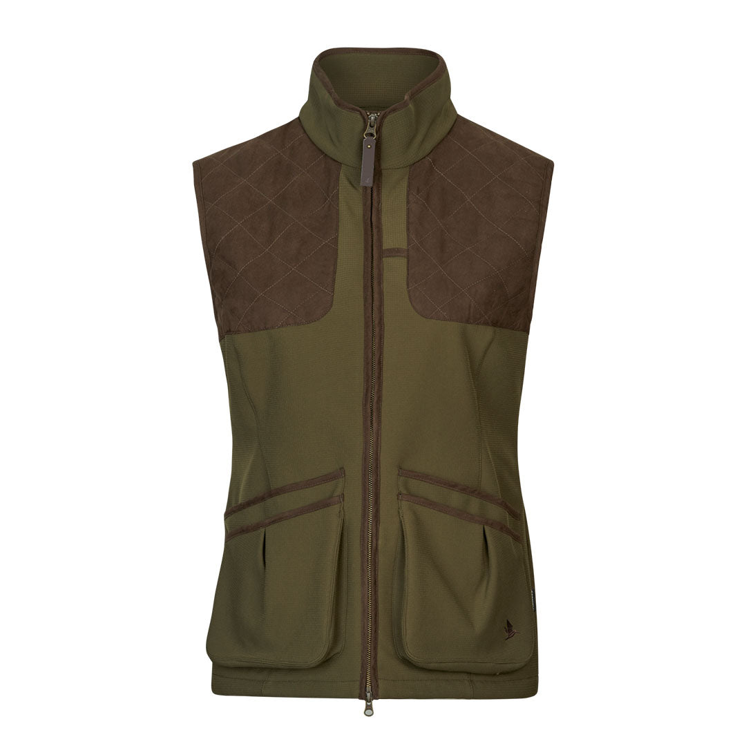 Olive green and brown Seeland Wenlock Faye Ladies Waistcoat for stylish country clothing