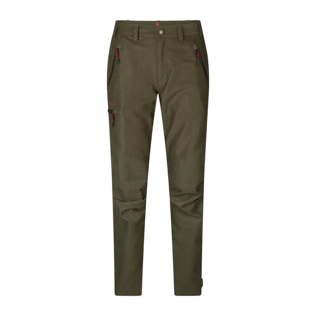 Olive green Seeland Womens Avail Trousers for outdoor adventures with zippered pockets