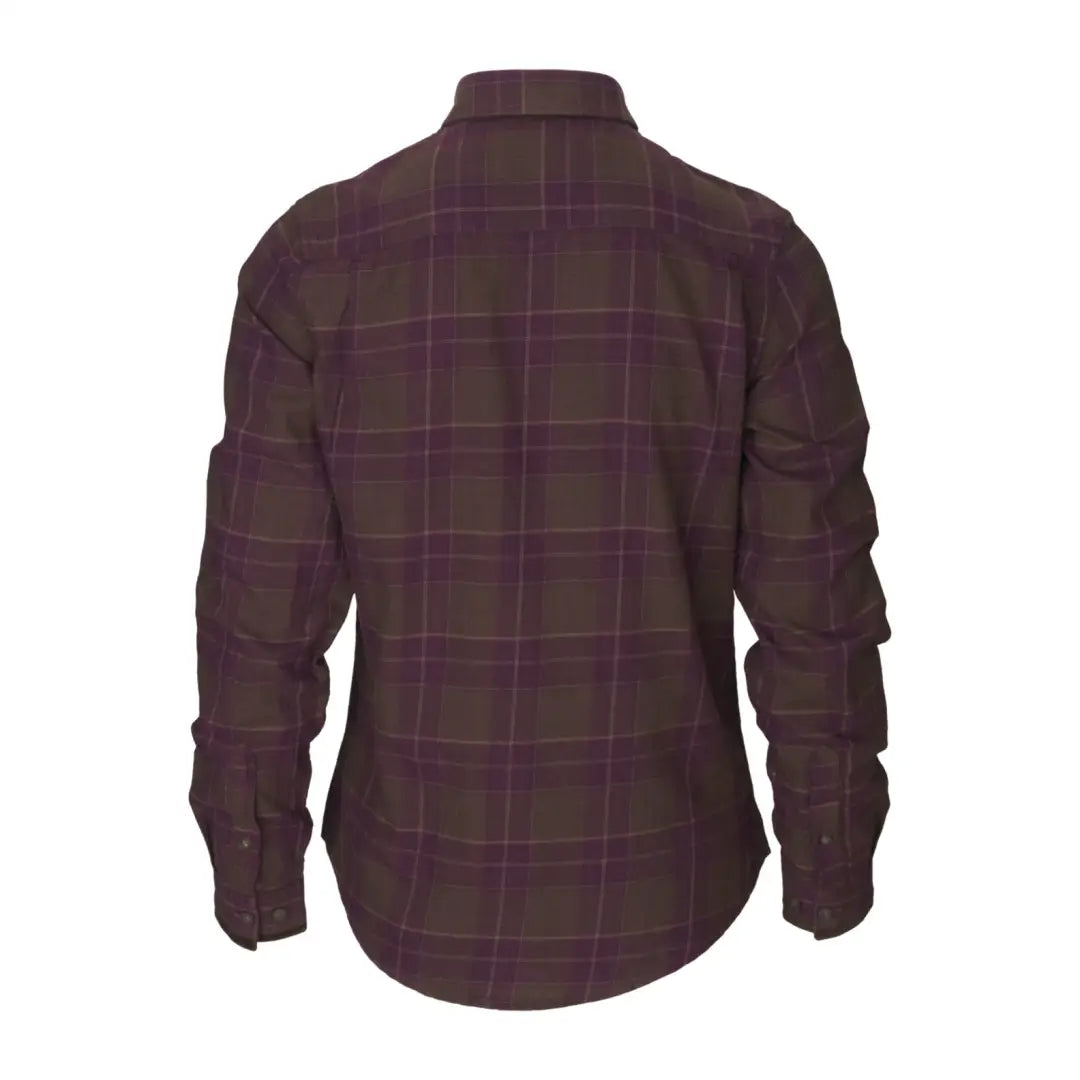 Plaid button-up Seeland Womens Range Shirt in dark purple and brown tones