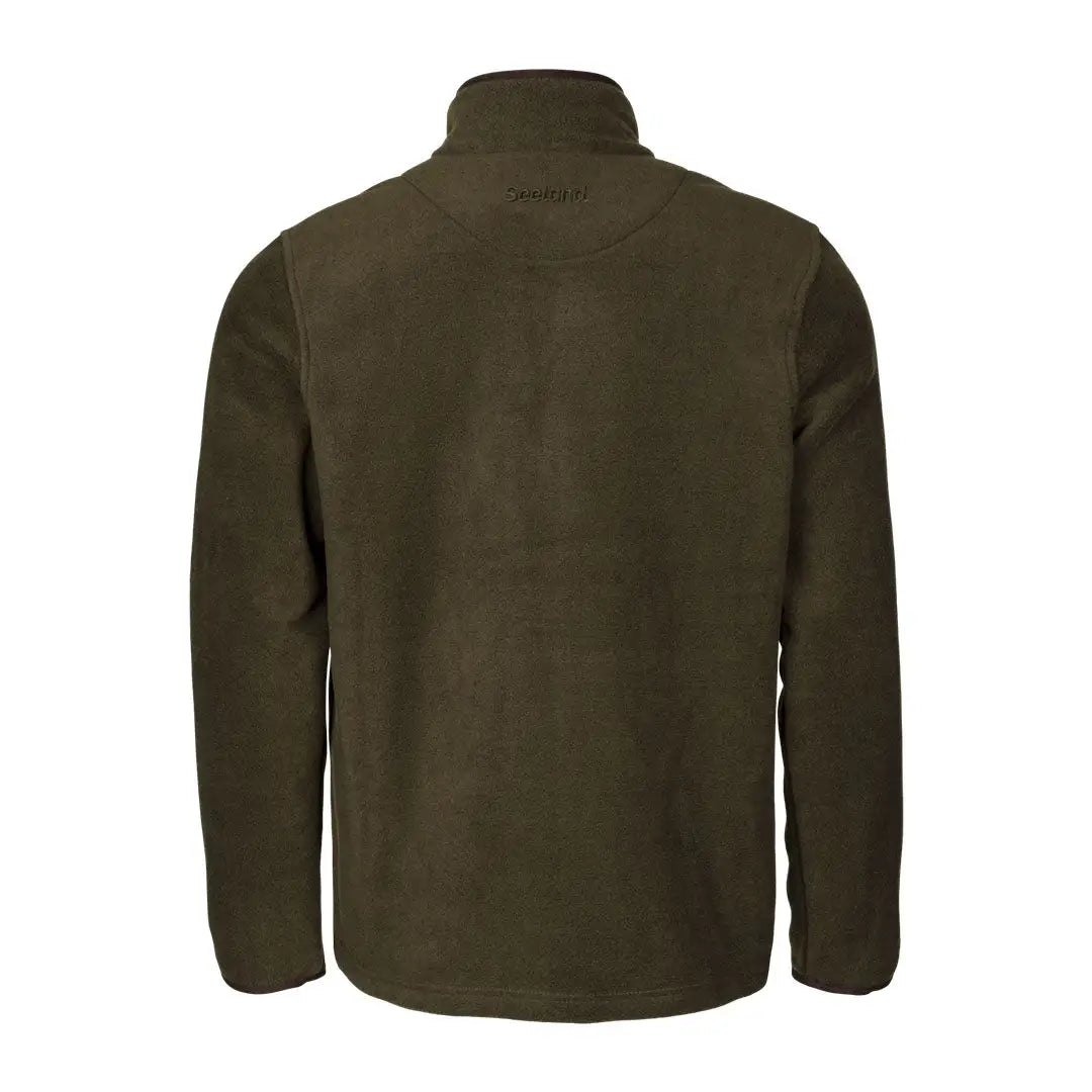 Dark olive green fleece jacket with high collar perfect for country clothing and hunting