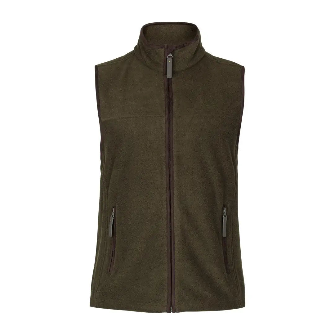 Dark green Earl Fleece Waistcoat with high collar and side pockets for ultimate comfort