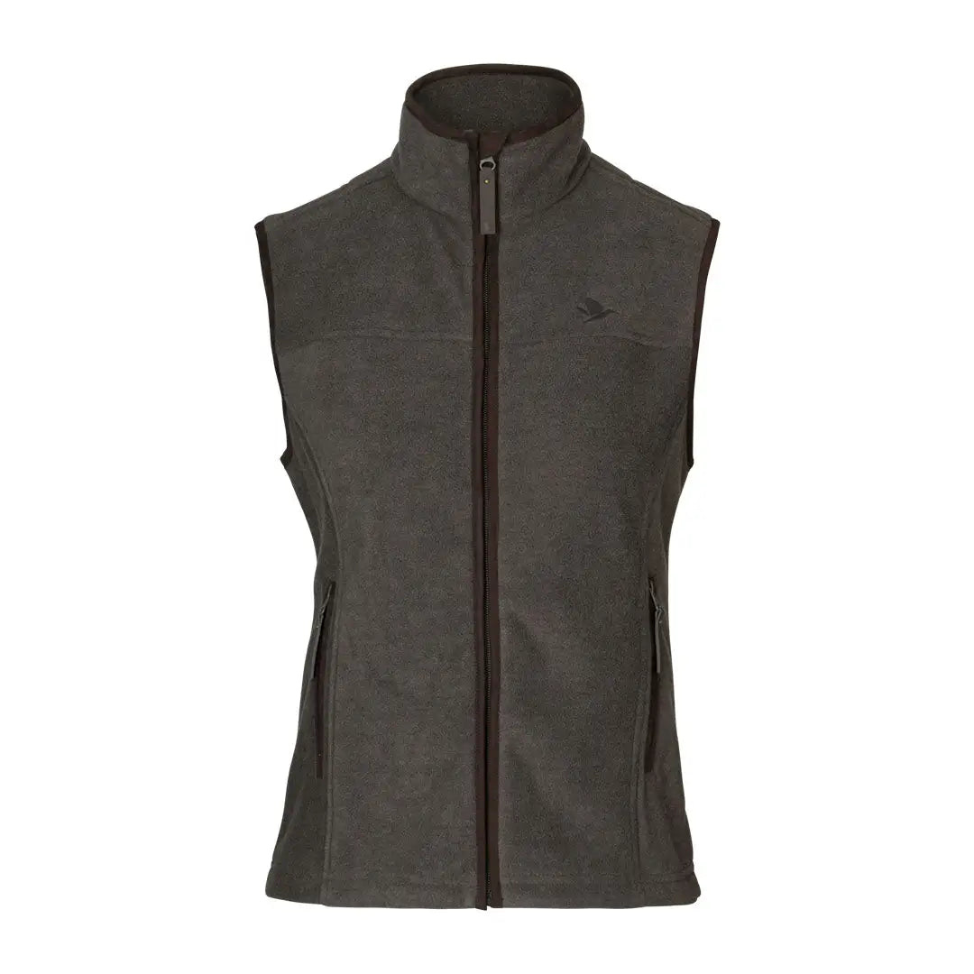 Dark green sleeveless zip-up Seeland Woodcock Ivy fleece waistcoat with high collar