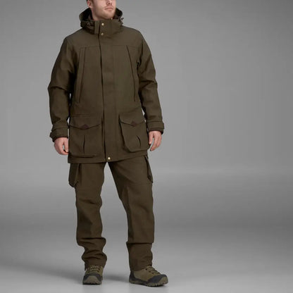 Olive green Seeland Woodcock Advanced Jacket and pants in comfy stretch material