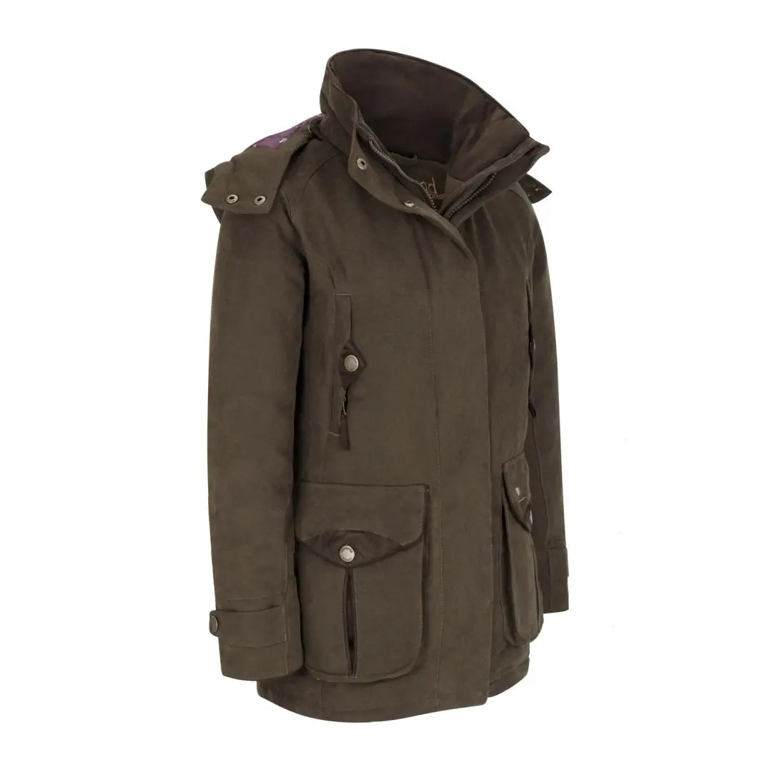 Dark green Sherwood Forest Oakham Ladies Hunting Jacket with pockets and high collar