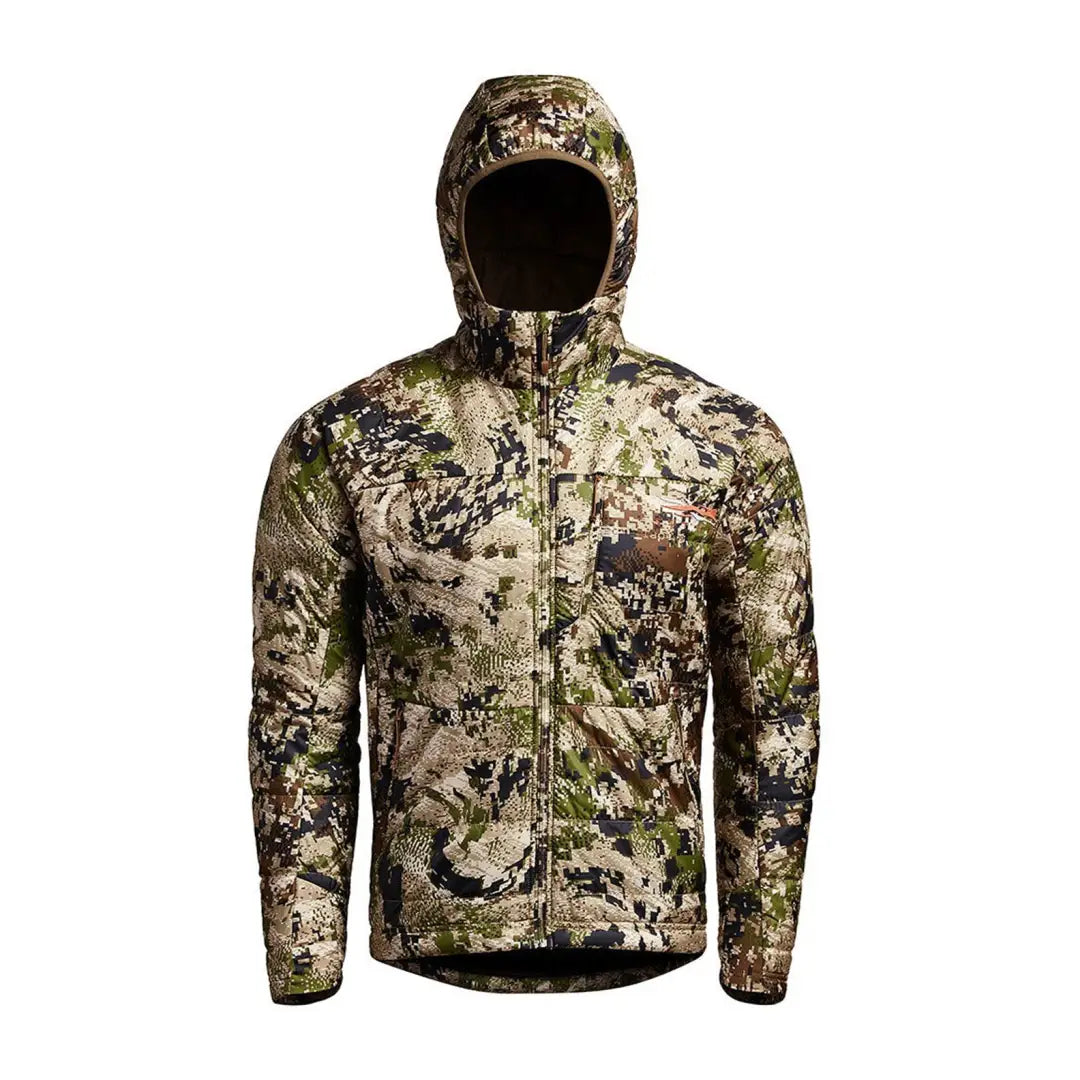 Camouflage Sitka Kelvin Aerolite Jacket for off-season scouting trips and outdoor specialization