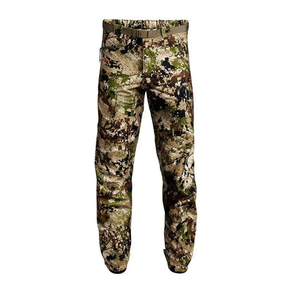 Sitka Thunderhead Pants in woodland camo, breathable 3-layer Gore-Tex rain gear