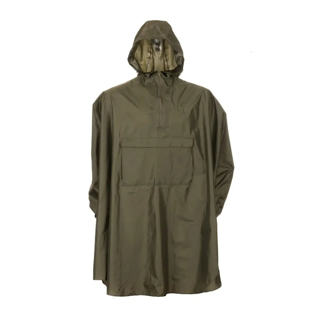 Olive green Snugpak Enhanced Patrol Poncho with front pocket for ultimate comfort