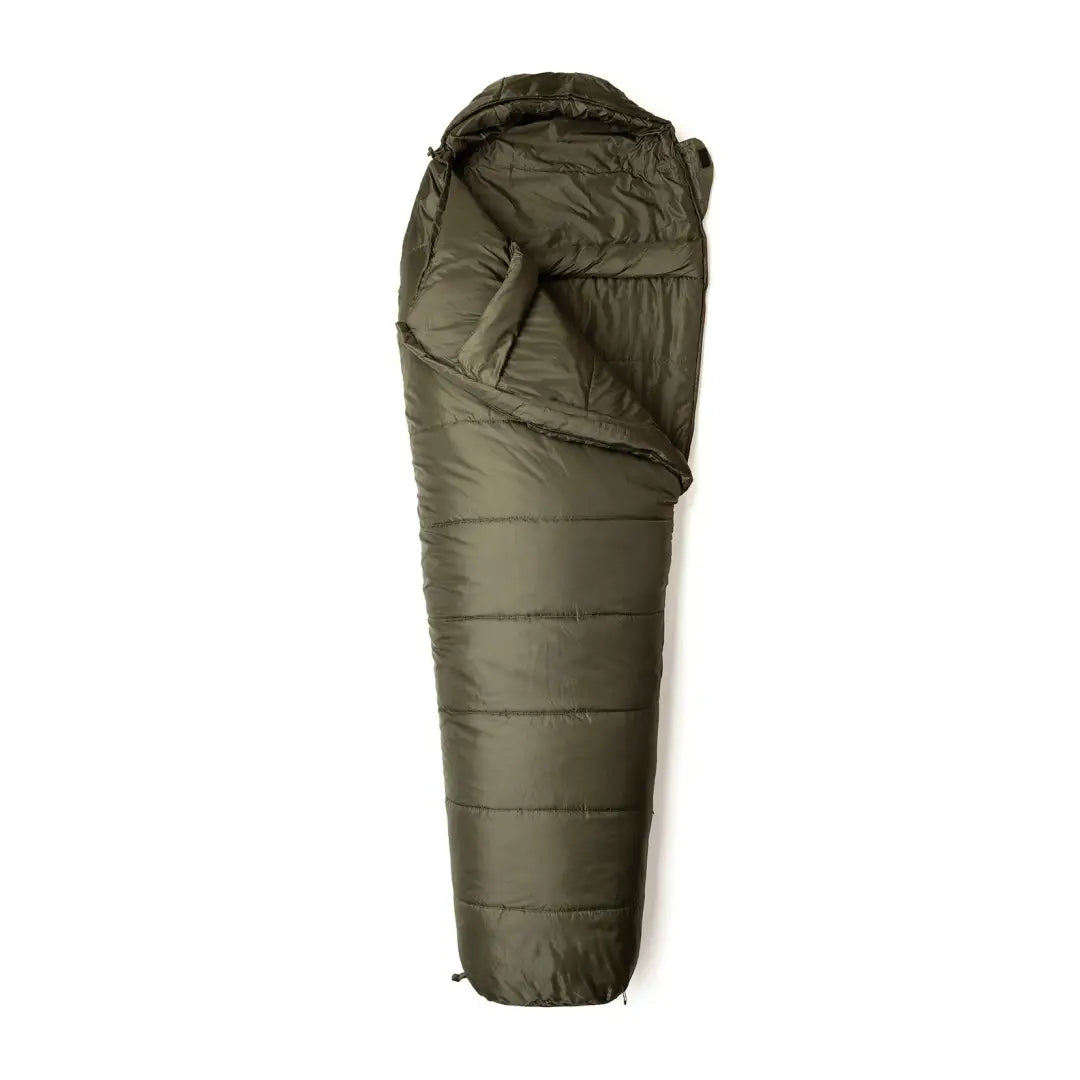 Olive green Snugpak Sleeper Lite sleeping bag with quilted insulation for lightweight comfort