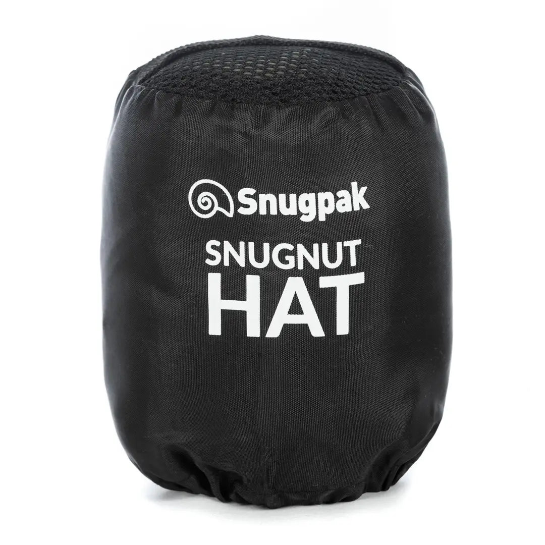 Black drawstring pouch for Snugpak Snugnut Hat, perfect for snugpak’s sleeping bags