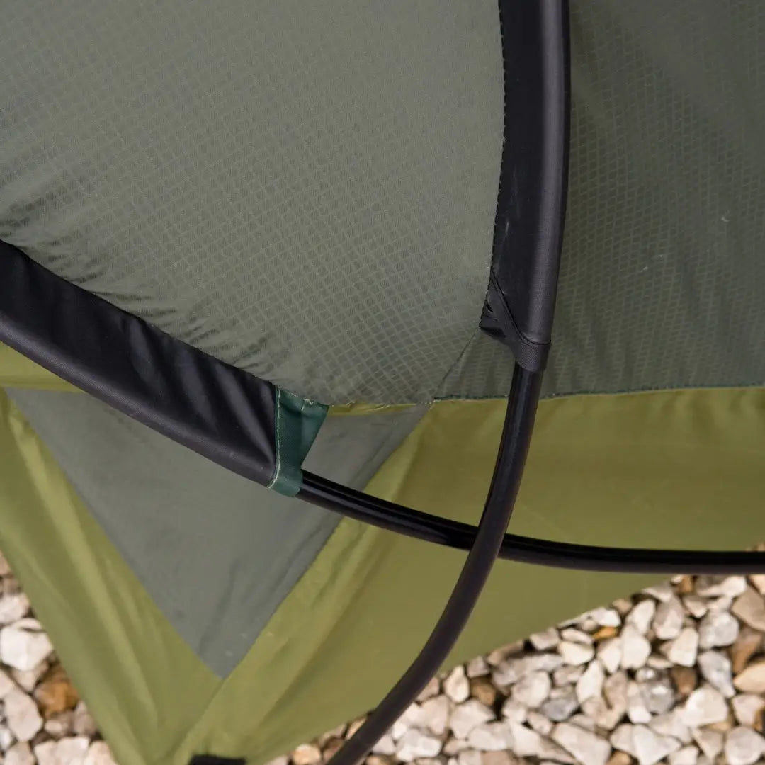 Tent corner with fabric, poles, and tube of Snugpak Stratosphere bivvi shelter