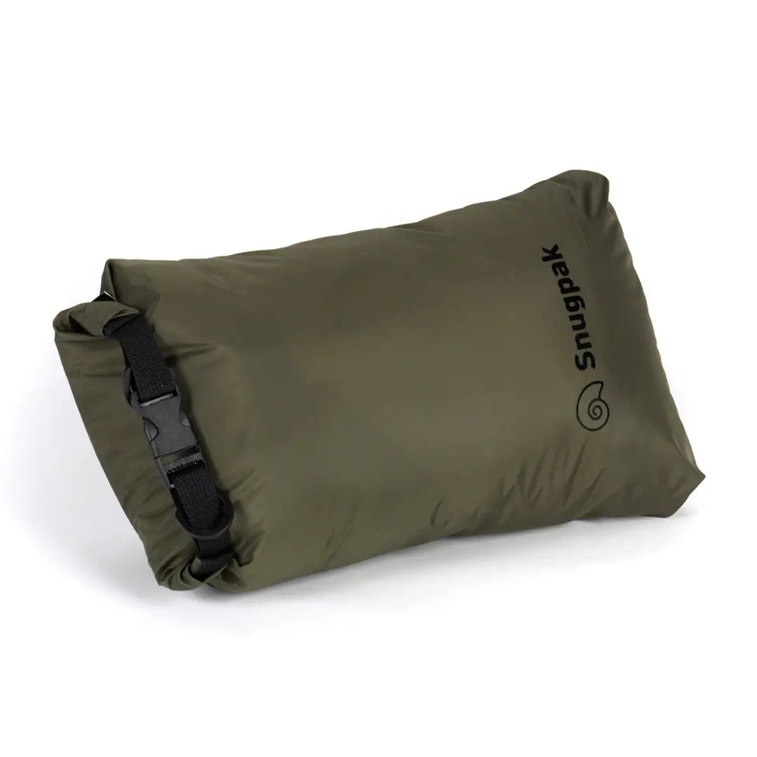 Olive green Snugpak Dri-Sak waterproof dry bag, roll-top closure, lightweight nylon fabric