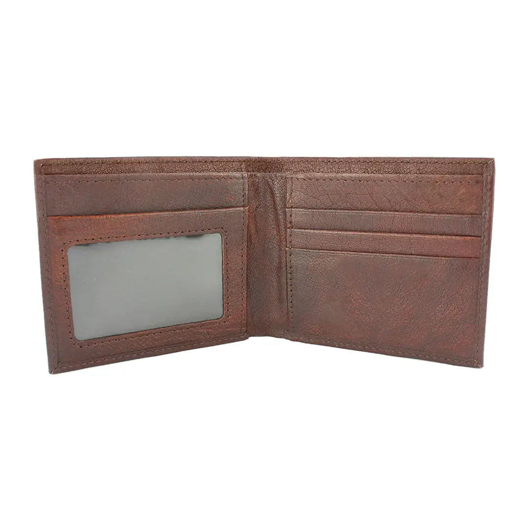 Brown Grain Leather Wallet with card slots and clear ID window from Sophos