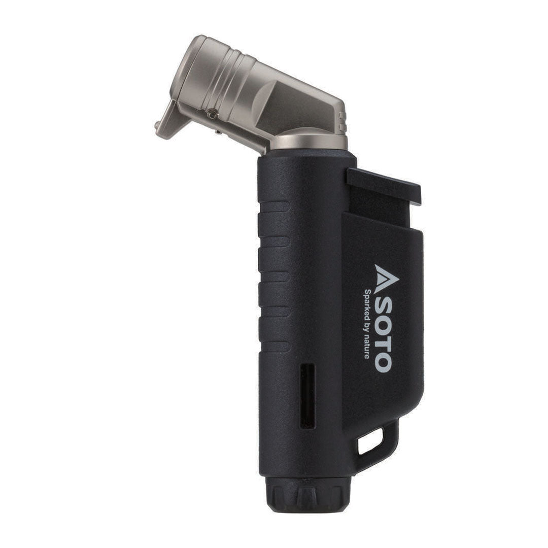 Black and silver Soto Micro Torch Horizontal lighter for precision flame control