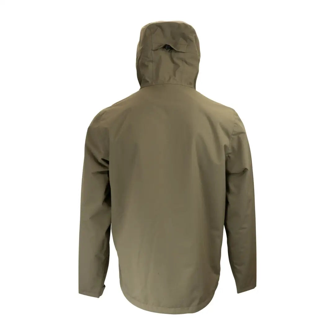 Olive green hooded jacket from the back, featuring the Speero Adara Jacket design