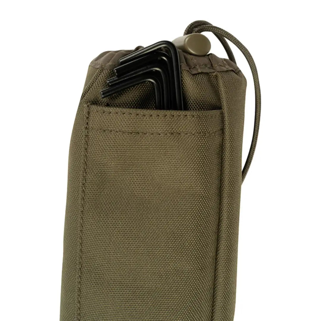 Olive green canvas pouch holding folded metal tools for the Speero Bivvy Mat