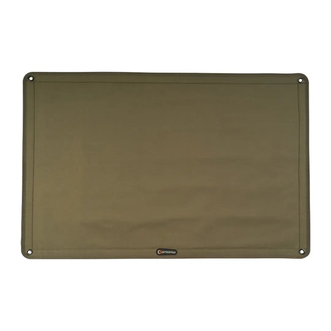 Olive green Speero Bivvy Mat with rounded corners and logo for cozy outdoor comfort