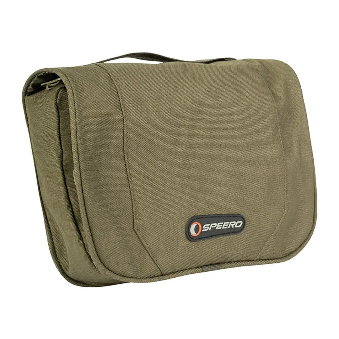 Olive green Speero Folding Wash Kit toiletry bag with stylish logo for travel